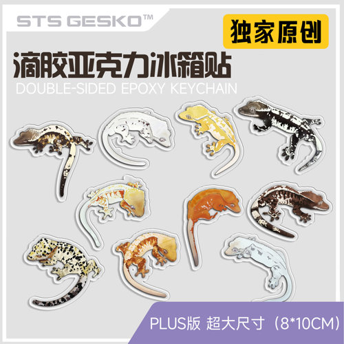 STS爬宠独家原创滴胶立体磁吸贴1：1等比大小冰箱贴周边睫角守宫