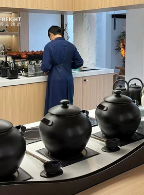 新中式茶饮煮茶釜炭烧炉茶馆茶煮茶壶大罐嵌入电陶炉teastone茶具