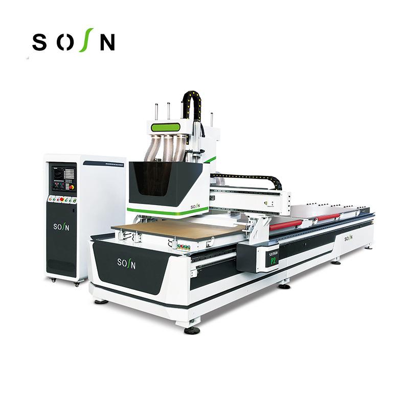 板式家具数控开料机SXA1350P-2两工序双工位+排钻组开料机