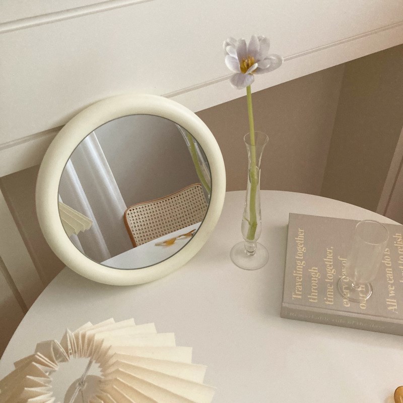 milky garden vintage Retro mirror Cosmetic mirror decorate Decoration Hearts woodiness Desktop Hanging mirror