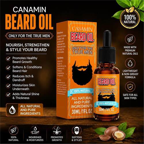 跨境Beard Growth Oil胡子油胡须护理精华液滋养浓密胡须男士专用
