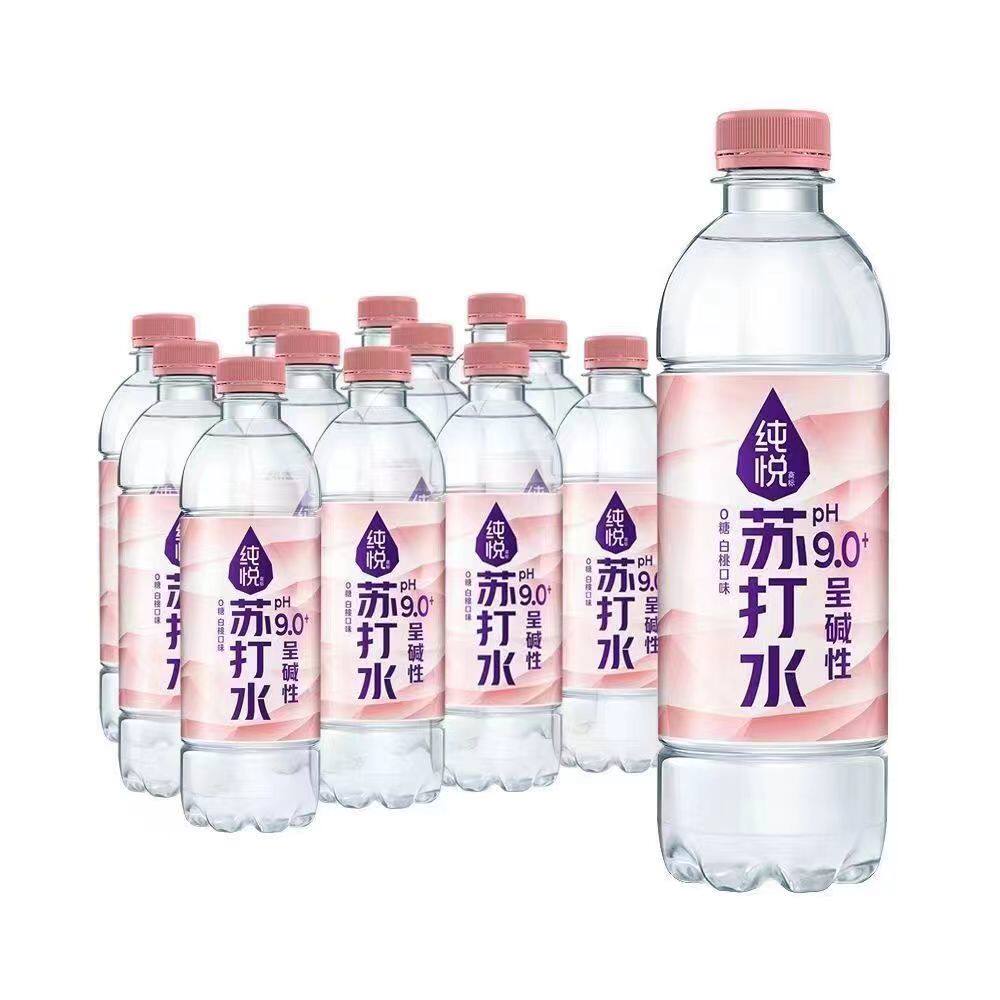 可口可乐纯悦苏打水白桃味柠檬味450ml无汽饮料ph9.0瓶装
