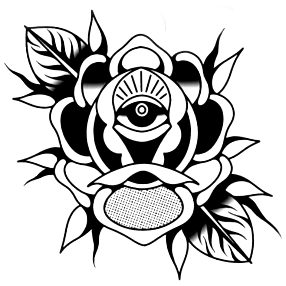 zingtattoo草本纹身贴 oldschool玫瑰花(两张)暗黑ins风小图