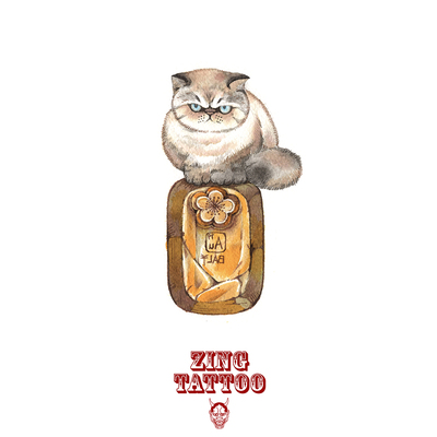 zingtattoo纹身贴fc07fallingcat系列原创猫猫纹身贴可爱防水持久