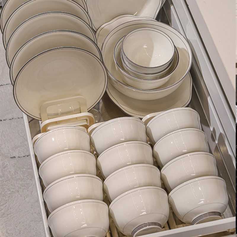 釉下彩轻奢陶瓷餐具碟套装家用简约饭碗纯白厨具盘子碗全套