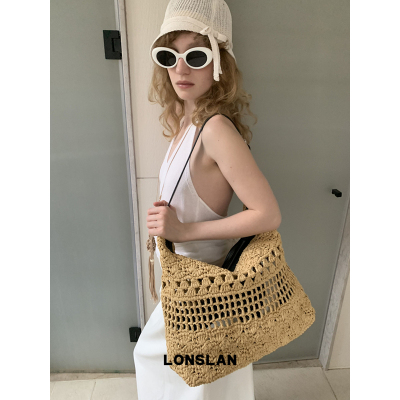 Lonslan BAG 2026春夏大容量草编单肩斜挎手提包度假托特包