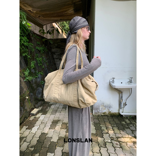 LONSLAN BAG 26秋冬慵懒风大容量洗水帆布百搭休闲包单肩旅行包