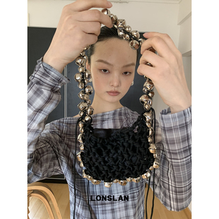 铃铛编织单肩包腋下流苏网格手提包包 2025春夏个性 Lonslan BAG