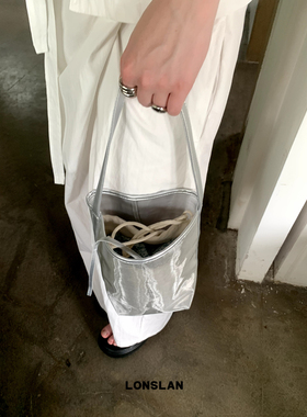 Lonslan BAG 2024夏季ins纯色网纱镂空透明个性小清新休闲单肩包