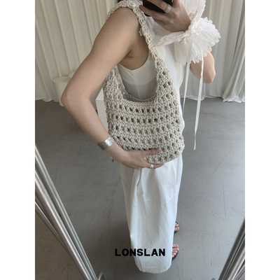 Lonslan BAG 2025  NEW  棉线编织松弛多色网兜单肩手提包包