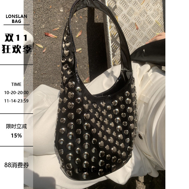 Lonslan BAG 2025时尚休闲小圆点柳丁设计手提包