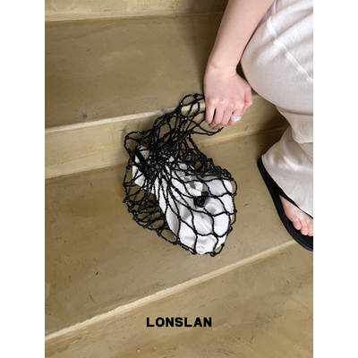 Lonslan Bag 2026新款时尚编织镂空渔网手提购物袋度假包包