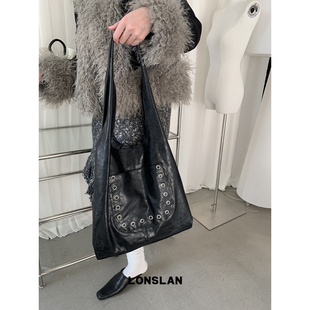 Lonslan BAG 2024WINTER韩系时尚柳丁扣大容量斜挎单肩包包百搭