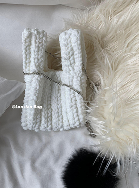 Lonslan BAG 2022冬季新款手工编织迷你针织毛线链条手提斜挎包