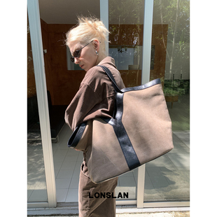 Lonslan 2025NEW早秋复古布艺大容量Y字设计通勤休闲腋下包 BAG