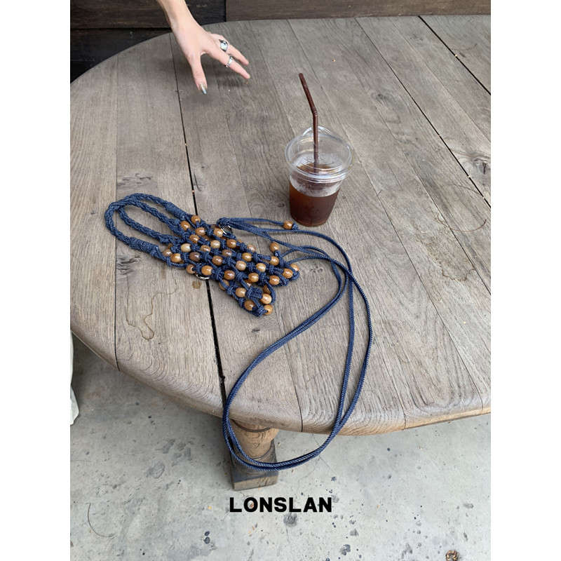 Lonslan BAG 2026春夏时尚百搭串珠编织镂空长链条斜挎包手拎包图片