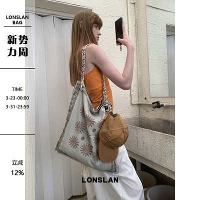 Lonslan BAG 2025  NEW  出片度假大容量手工麻布编织单肩斜挎包