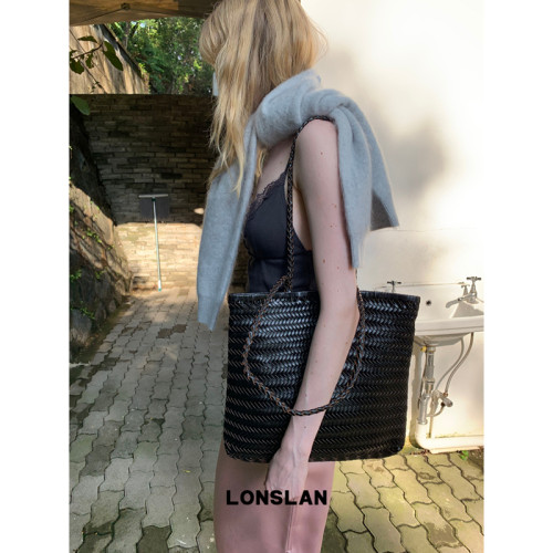LONSLAN BAG 26秋冬高质感真皮复古编织休闲单肩手提包