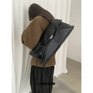 Lonslan BAG 2025 NEW 复古简约时尚休闲大容量通勤单肩手提包