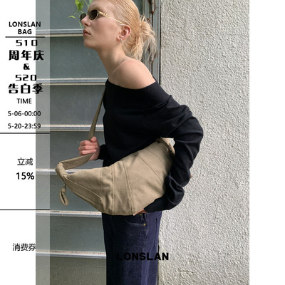 Lonslan BAG 2025NEW早秋布艺简约百搭大容量配小包挂件斜挎包