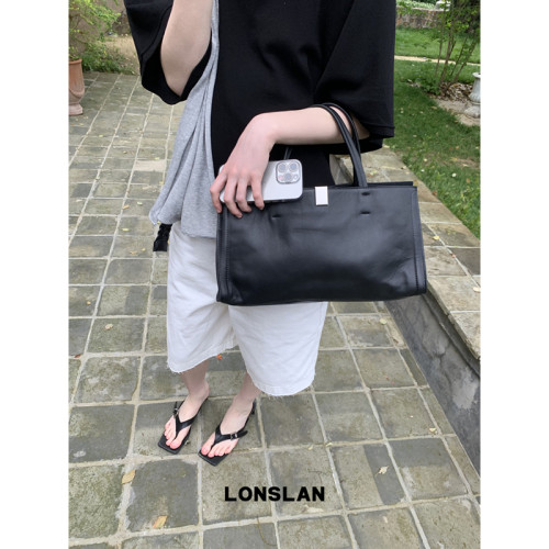 Lonslan Bag 2026新款真皮时尚手提金属扣流苏大容量包包托特包