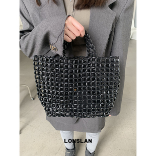 休闲编织包 2025春夏小众设计木珠镂空手提包包时尚 Lonslan BAG