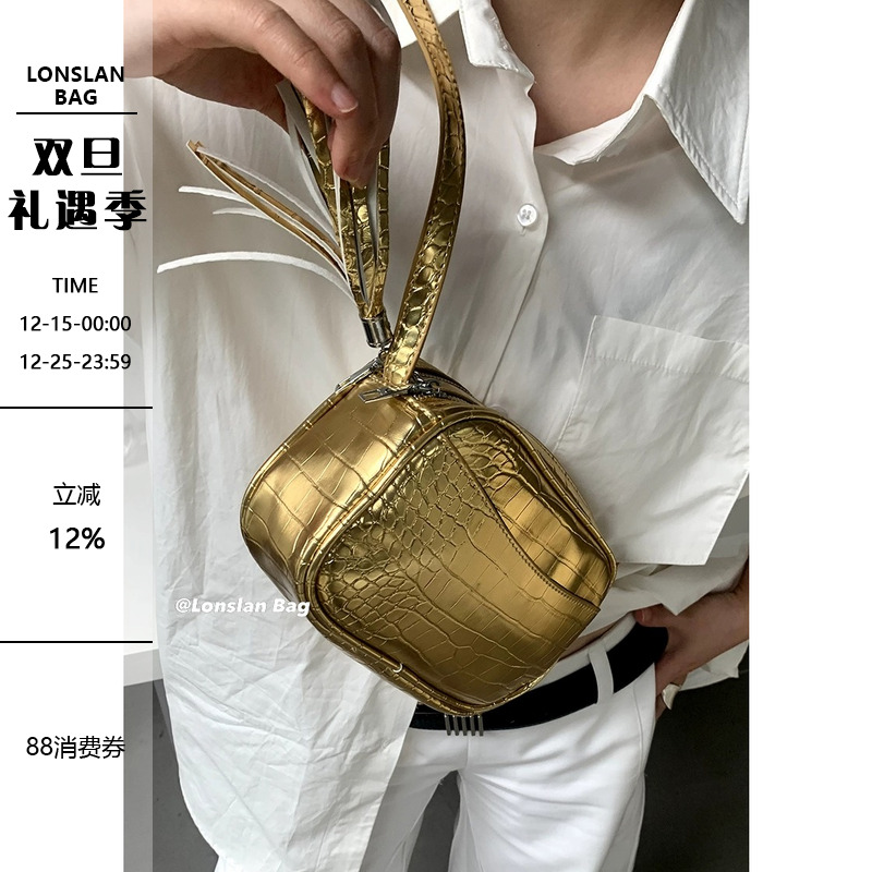 LonslanBag2023SS鳄鱼纹斜挎包
