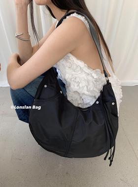 Lonslan BAG 2024春季新款小众大容量弧形尼龙材质单肩腋下包包女