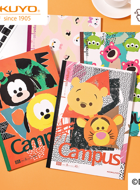 【迪士尼奇妙对对碰】日本kokuyo国誉无线装订本B5 Campus笔记本胶状本A7螺旋线圈本卡通横线本学生用记事本