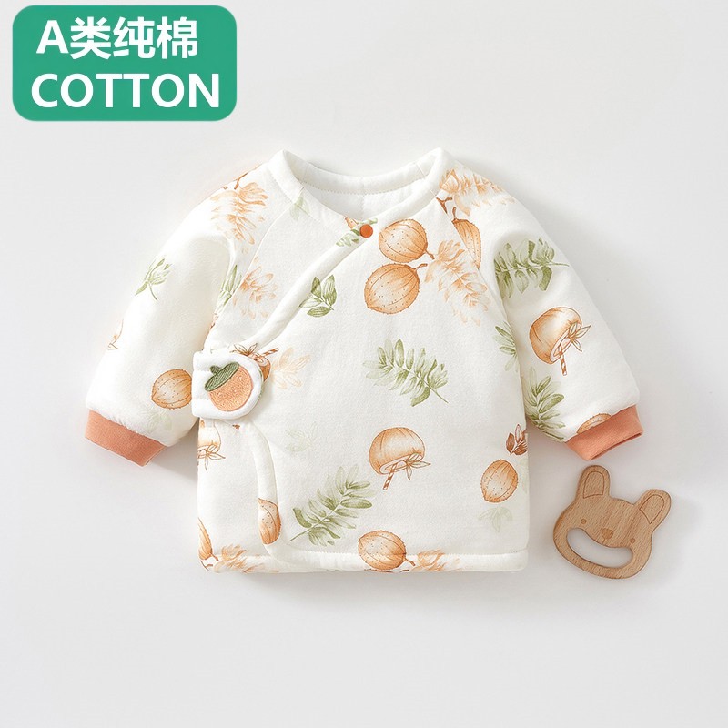 全棉新生婴儿衣服秋冬季上衣无骨夹棉半背衣冬天初生宝宝产房保暖