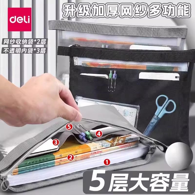 得力A4透明多层文件袋大容量图片