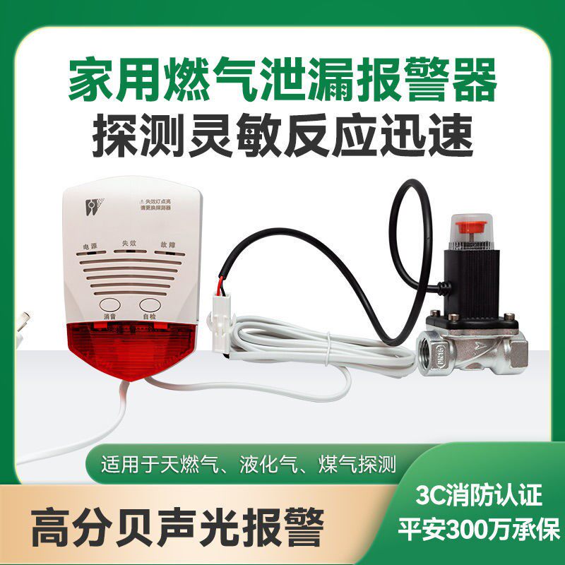 家用燃气报警器电磁切断阀厨房天然气液化气煤气泄露气体自动断气