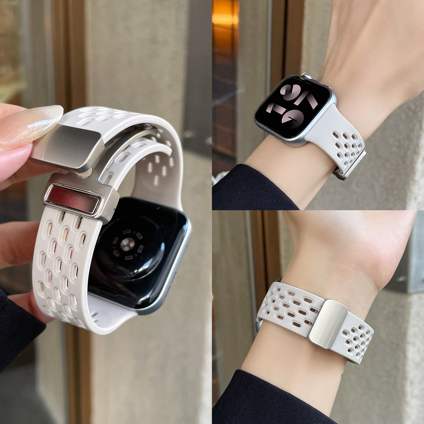 适用华为Fit5磁吸透气硅胶表带