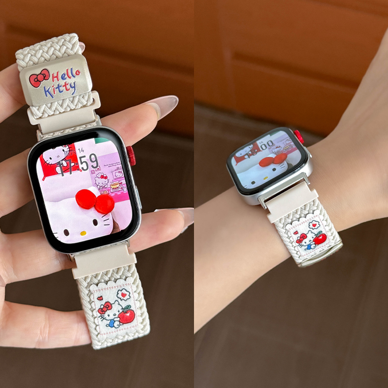 适用于华为watchfit4智能手表手表带fit3夏季新款男女款fit4pro磁吸编制腕带透气可爱猫咪watch四代尼龙替换
