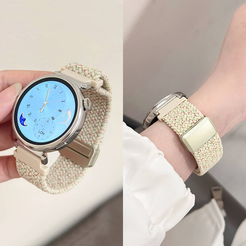 适用华为gt5新款手表gt4表带gt3女款41mm智能手表watch4/3pro手表带高级感watchgt2透气编织磁吸时尚腕表荣耀