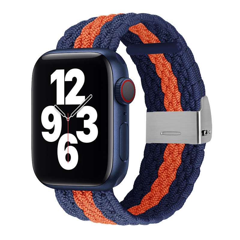 适用iwatch表带applewatch7苹果手表7代单圈尼龙编织彩虹表带小众男生女个性41mm45装44/42/38高级新款6代se图片