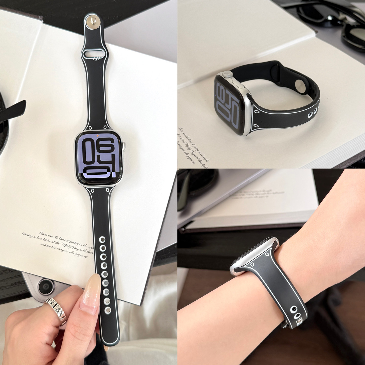 适用iWatch11小蛮腰硅胶表带S10涂鸦Apple Watch9漫画风男女款S8运动细表带腕带S7/6/5/SE夏季高级替换带新款