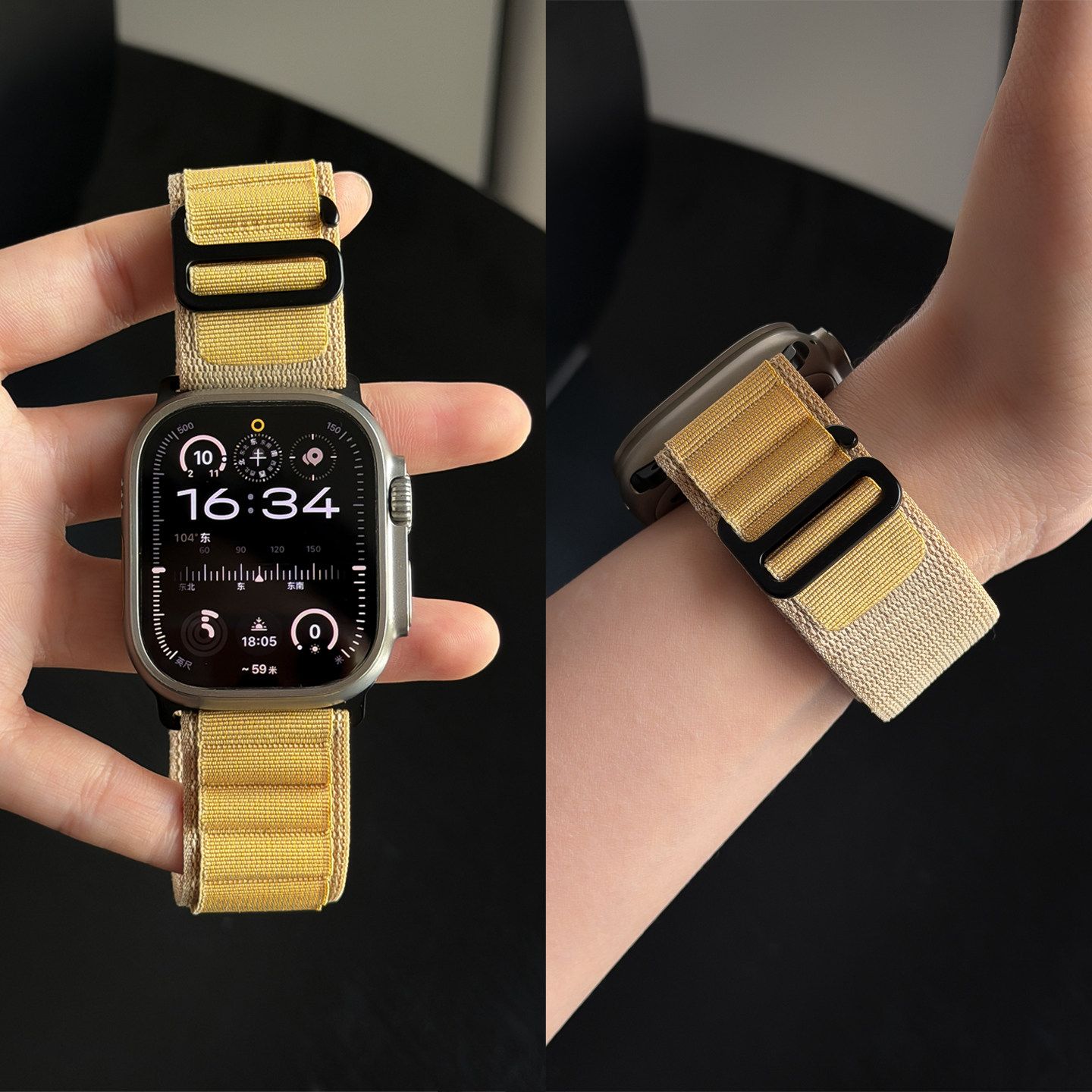 高山回环适用苹果applewatch10手表Apple Watch11尼龙腕带ultra2代高级时尚腕带se3带运动女士透气新款s9/8/7