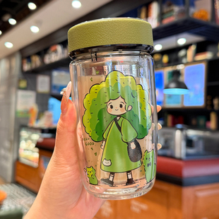 双层高硼硅玻璃杯女2025新款高颜值茶杯耐高温茶水分离泡茶水杯子