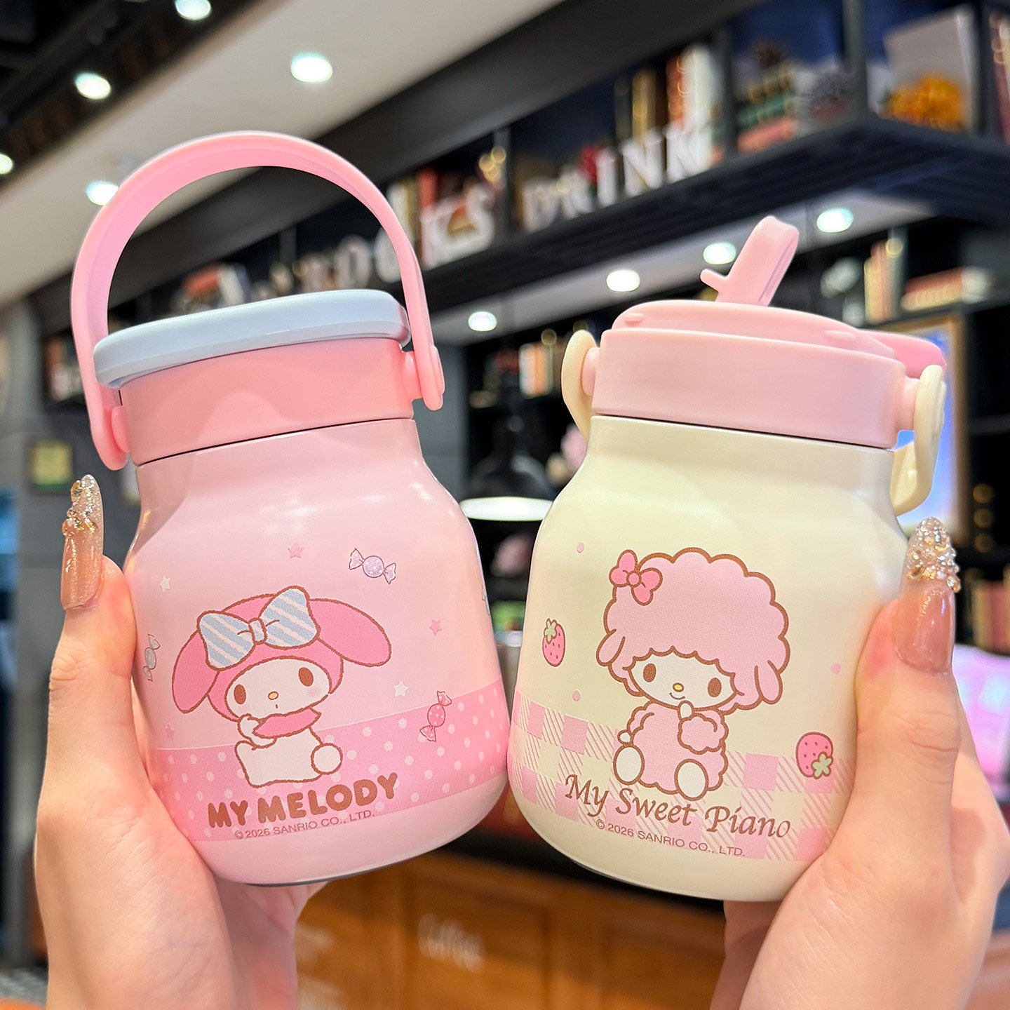 可爱三丽鸥迷你保温杯女小巧便携双饮吸管水杯小容量便携咖啡杯子