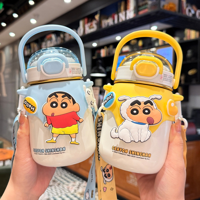 蜡笔小新儿童保温杯男孩女孩上学专用吸管杯大容量幼儿园水壶杯子