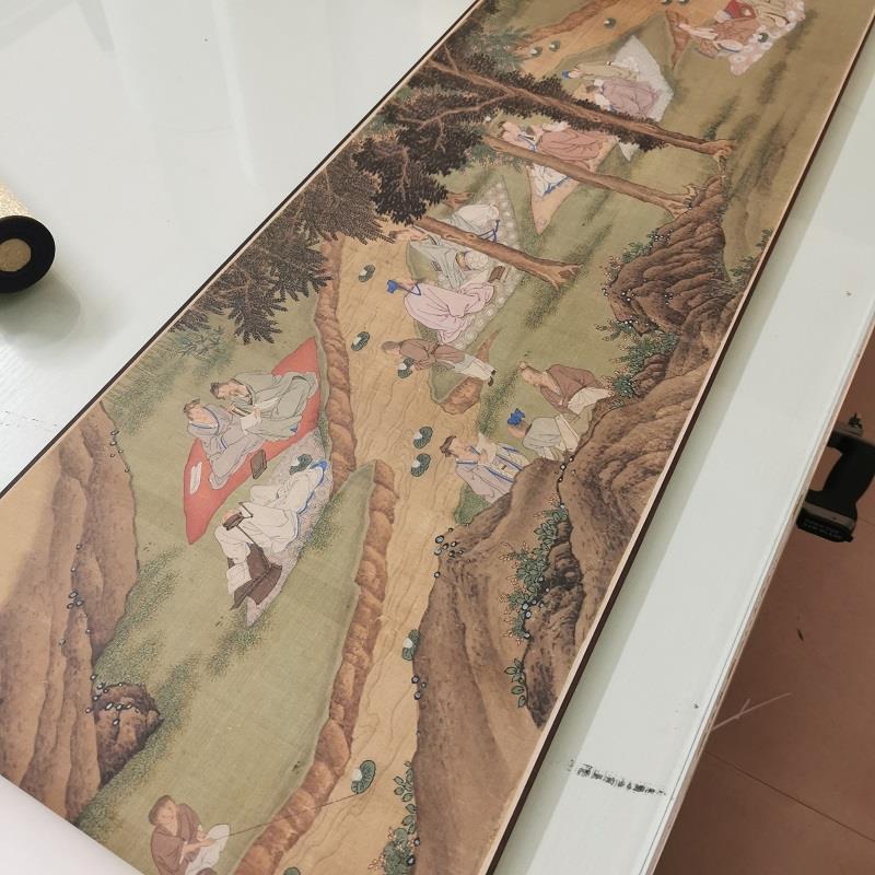 樊圻 饮乐宴 兰亭修契图卷复古书画人物山水国画手卷仿古复制装饰