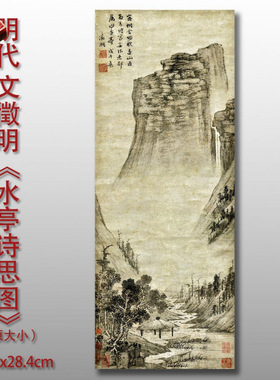 明代文徵明水亭诗意图山水人物国
