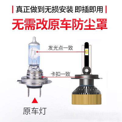 光音荟(2号)新款超亮汽车LED大灯聚光双铜管大功率超薄12V24V通用