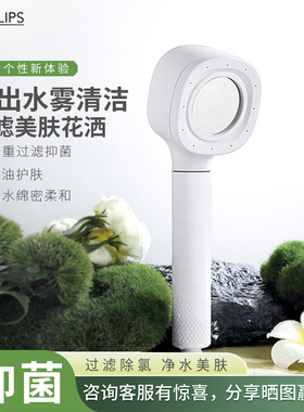DGFLIPS双灵微气泡KDF抑菌过滤增压花洒淋浴头净化除氯美肤VC喷头