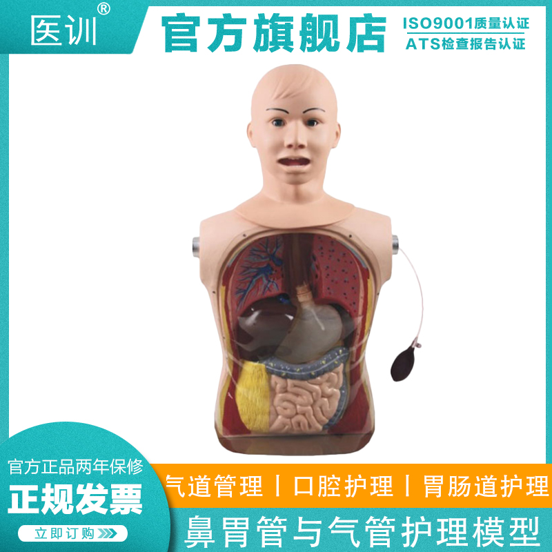 医训81 高级鼻胃管与气管护理模型病人气道管理胃肠道护理训练模拟人手动产生颈动脉搏动