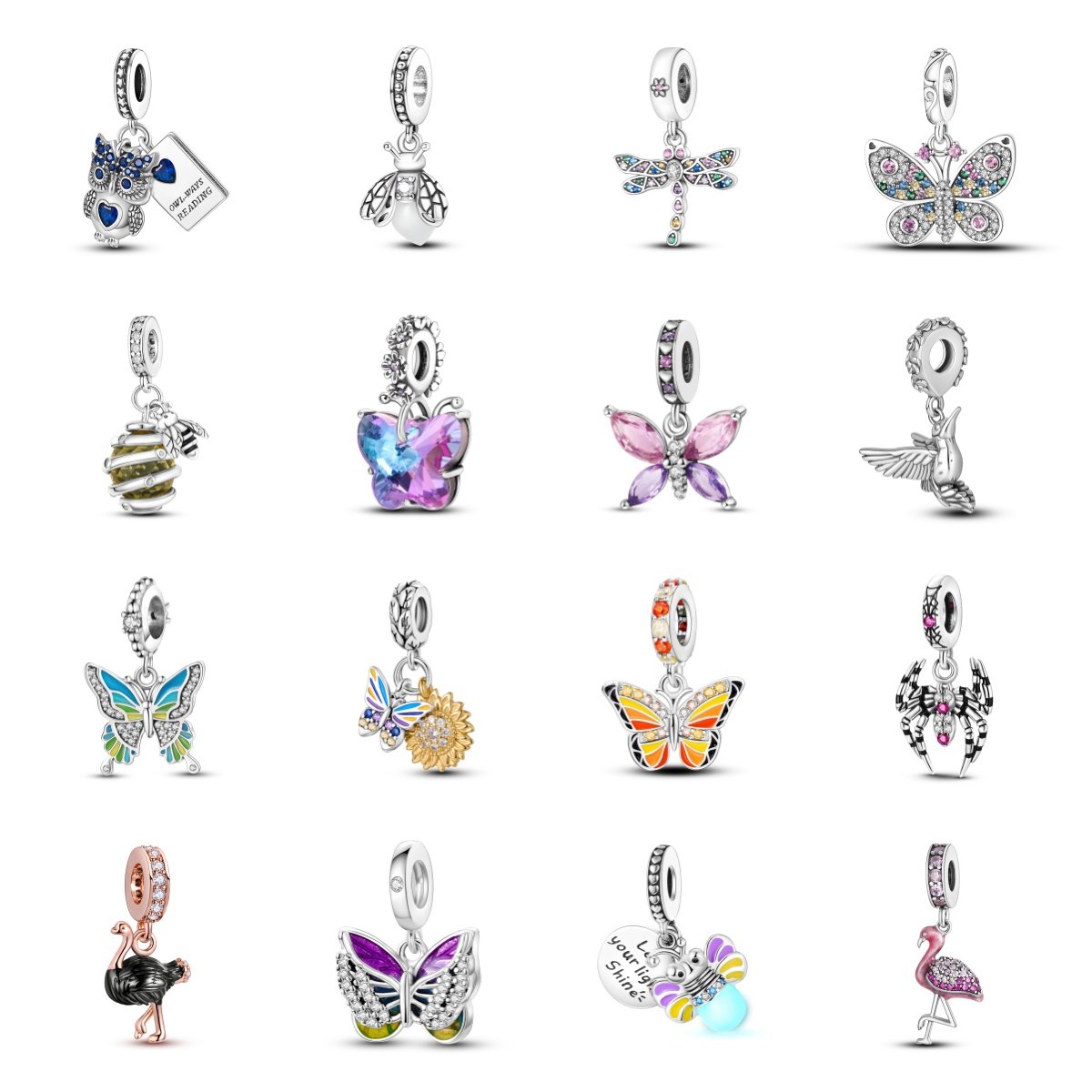 潘家风格珠子原创diy串珠非洲鸵鸟吊坠手链配件白铜镀银925饰品