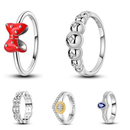 新款绳结状双层许愿骨戒指小众设计铜镀银表链戒指星芒球体戒指