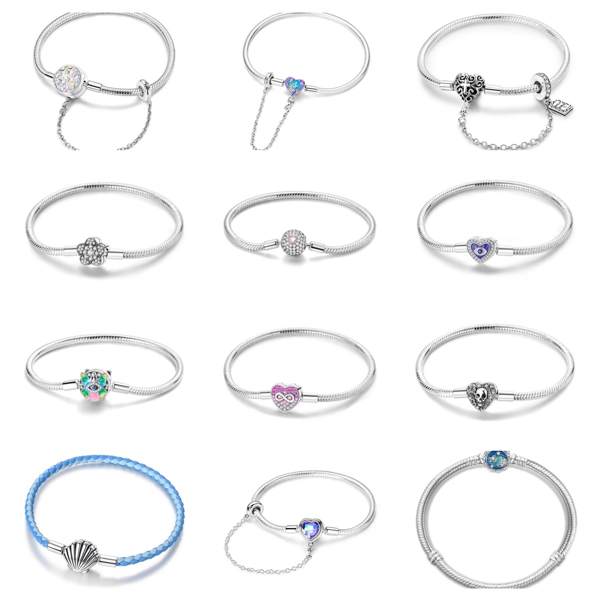 潘家风格白铜镀银DIY手链跨境热销厂家直销一件代发贝壳星海沙滩