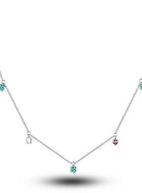 潘家小众设计轻奢四叶草瓢虫马蹄铁项链铜镀S925银2024原创新款